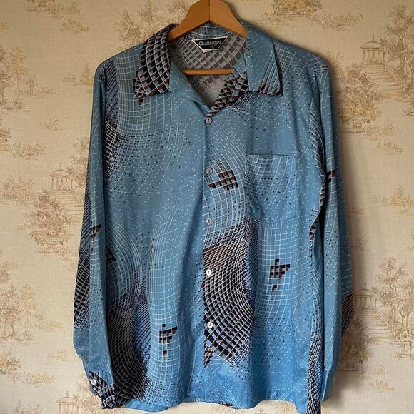 70s Challenger Geometric Disco L/S Shirt Size L - Picture 2 of 8